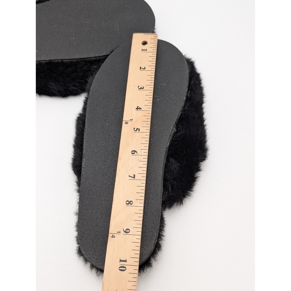 Generation Love New York Black Faux Fur Plush Slide Slippers Womens Round Toe - Picture 5 of 5
